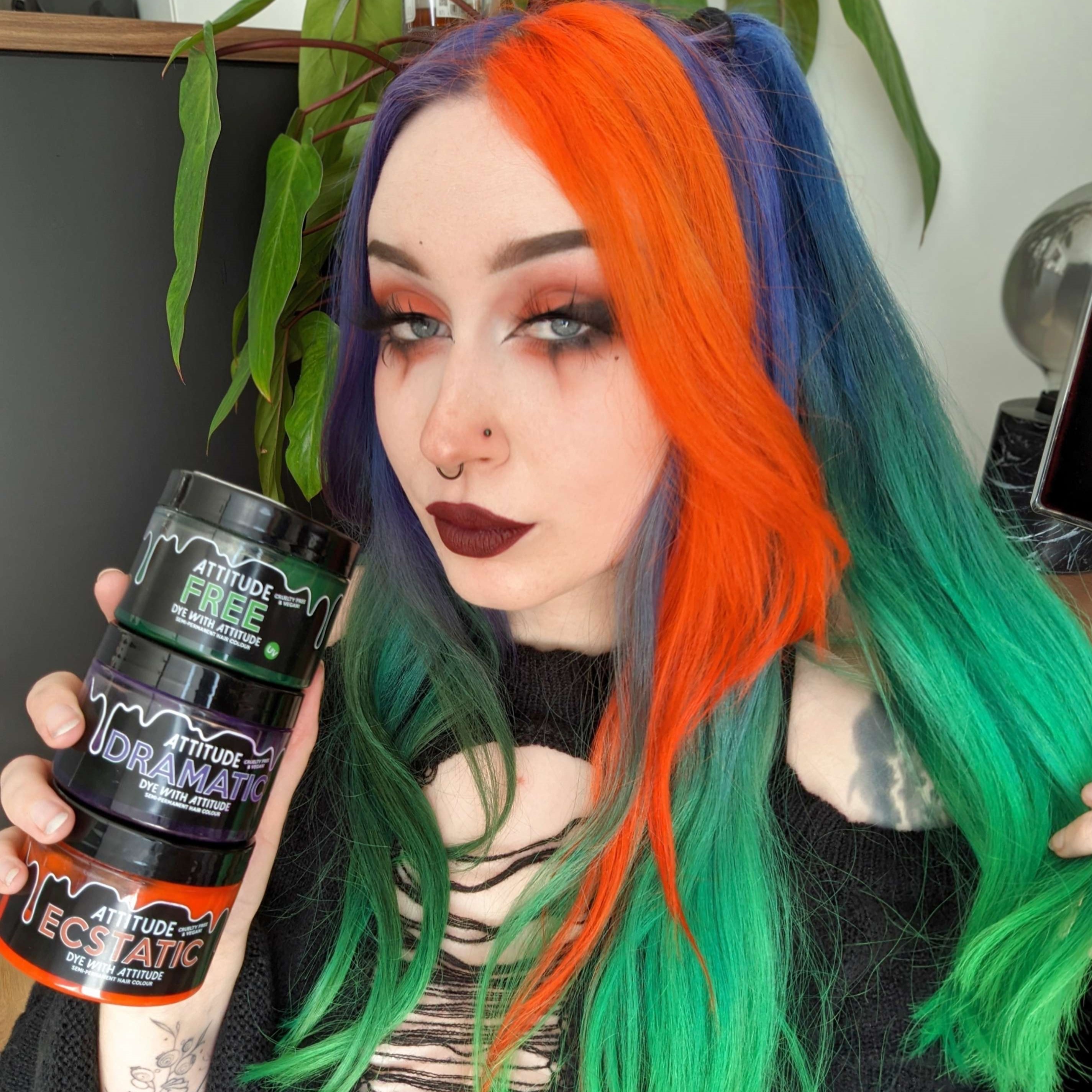 Attitude Hair Dye - TRICK OR TREAT Halloween Trio Semipermanente Haarfärbekombination - Lila/Grün